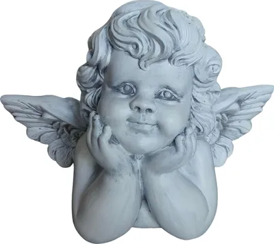 Produktbild von Relaxdays Grabengel, wetterfest, frostsicher, HxBxT: 31 x 40 x 22 cm, Grabschmuck, Schutzengel, Polyresin, steingrau