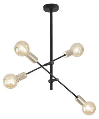 Produktbild von Schwarze Metall-Deckenleuchte, 4 E27-Fassungen, max. 40 W, Durchmesser 42 cm, Höhe 75,5 cm, modernes und elegantes Design für Innenräume - Perenz