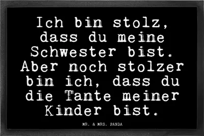 Produktbild von Mr. & Mrs. Panda Schmutzfangmatte Ich bin stolz, dass... 40 x 60 cm - Schwarz - Geschenk, Bodenvorleger, Schmutzmatte, Sprüche, Fussmatte, Neffe Geburt, fußmatte, Tante