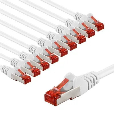 Produktbild von CAT 6 Patchkabel, S/FTP (PiMF), 5 m, weiß, 10er-Set
