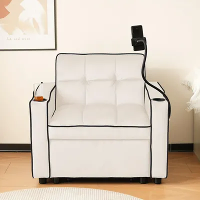Immagine prodotto di Divano letto 3 in 1 - Divano letto - Poltrona relax - Poltrona - Divano letto - Beige - Imbottitura in schiuma confortevole