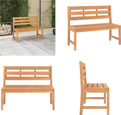 Image de vidaXL Banc de jardin 114 cm en bois massif de teck - Banc de jardin - Banc - Banc en bois - Banc d'extérieur