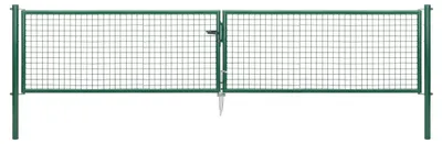 Produktbild von Alberts Wellengitter-Doppeltor mit Zubehör, Breite 400 cm, Höhe 75 cm, grün, zum Einbetonieren, Pfostentärke 76 mm