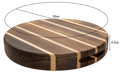 Productafbeelding van Rond snijplank, 30 cm – Akazie, rubberhout, extra dik – Grunwerg