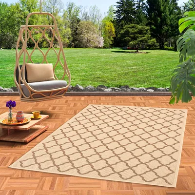 Produktbild von In & Outdoor Teppich Flachgewebe Natur Valencia Beige Braun Modern, Größe:120x170 cm