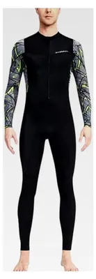 Produktbild von Herren Badeanzug Einteiler Schwimmanzug Bademode Männer Langarm Sonnenschutz Surfanzug Neoprenanzug Beachwear Atmungsaktiver Ganzkörper-Tauchanzug mit Frontreißverschluss