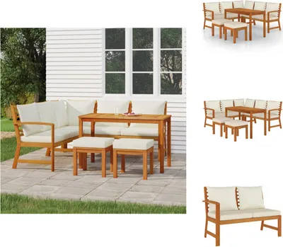 Produktbild von vidaXL 6-tlg. Garten-Essgruppe mit Kissen Massivholz Akazie -  Gartenmöbel-Sets