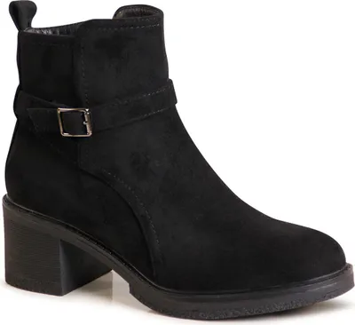 Produktbild von topschuhe24 2576 Damen Plateau Stiefeletten Velours Ankle Boots, Farbe:Schwarz, Größe:38 EU