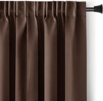 Zdjęcie produktu dla Zasłona blackout 90% na taśmie z szarfą 140x175 cm brązowa Restilo