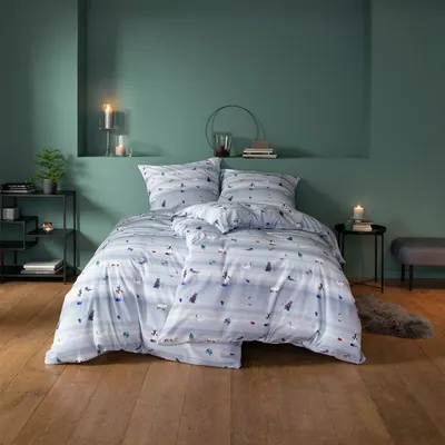 Produktbild von LOESCHEN Estella Impulse - Kuschelflanell Bettwäsche-Garnitur ARKTIS Farbe taube Größe 155x220 + 80x80 cm