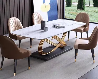 Produktbild von Luxus Tisch Metall Esstisch Mega Design Tische Edelstahl Marmor Imitat Esstisch