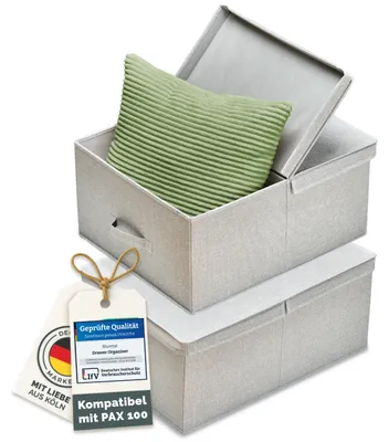Imagen del producto de Blumtal, juego de 2 cajas plegables XXL, cajas de almacenamiento diseñadas para encajar perfectamente en el armario PAX, dimensiones 53x43x20 cm, ideales para guardar jerséis y ropa
