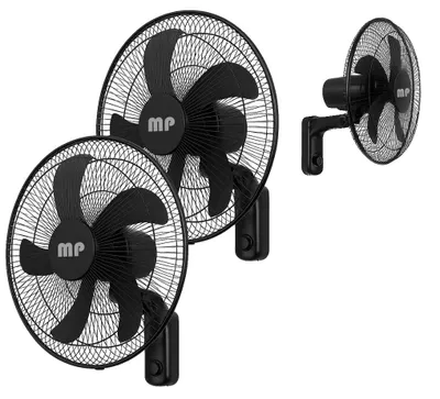 Obrázek produktu pro Nástěnný ventilátor, funkce oscilace, 3 rychlosti, 50 W, černá edice, 2 kusy