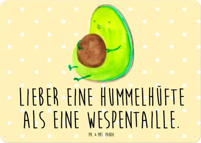 Produktbild von Mr. & Mrs. Panda Blechtafel Avocado Pfeifen DIN A5 - Gelb Pastell - Geschenk, Wandbild, Schwanger, Diät, Magnetschild, Abnehmen, Türschild, tafel, Schild