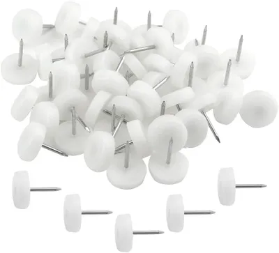 Produktbild von 100 Stück 18 mm weiße Möbelgleiter aus Kunststoff für Hartholzböden