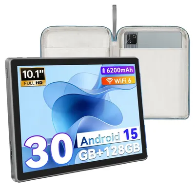 Obrázok produktu pre Tablet 10,1 palca, osemjadrový procesor, Android 15, 30 (6 + 24) GB RAM + 128 GB, Widevine L1, fotoaparát 5 MP + 8 MP, Wi-Fi 6, Bluetooth 5.4, s puzdrom