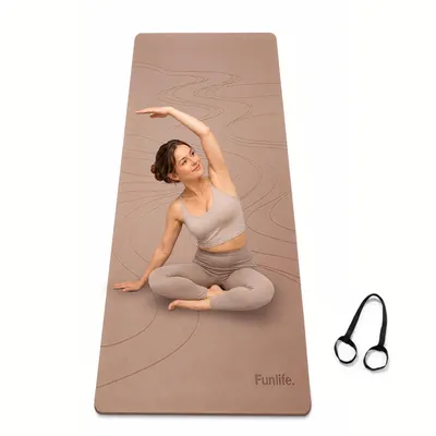 Produktbild von FUNLIFE Yogamatte 183 × 61 cm, 8 mm TPE rutschfest, Fitnessmatte Gymnastikmatte Sportmatte mit Tragegurt für Yoga, Pilates & Home Workout , Chocolat