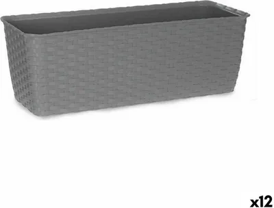 Produktbild von Blumenkasten Stefanplast Grau Kunststoff 15,5 x 13,5 x 39 cm (12 Stück)