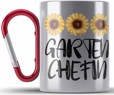 Produktbild von Trendation - Gärtnerin Geschenke Edelstahl Tasse Karabiner Gärtnerinnen Lustig Spruch Garten Chefin Oma Rentnerin Mama (Rot)