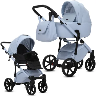 Produktbild von Knirpsenland Lifetime 2.0 Kombi Kinderwagen mit Babywanne und Sportwagenaufsatz 2in1 Hell-Blau