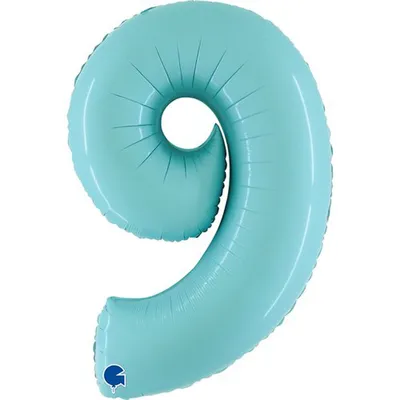 Produktbild von Riesenzahl Folienballon 40"/102cm | Pastel Blue Zahl: 9