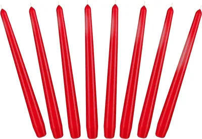 Productafbeelding van 8 Stuks Rode Stearische Kaarsen 24 cm - Lange Brandduur - Druipvrij voor Kandelaars & Kandelabers