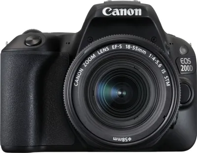 Produktbild von Canon EOS 200D + EF-S 18-55mm f/3.5-5.6 III, 24,2 MP, 6000 x 4000 Pixel, CMOS, Full HD, Touchscreen, Schwarz