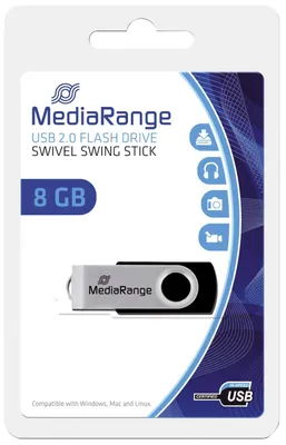 Produktbild von MediaRange USB-Stick schwarz, silber 8 GB
