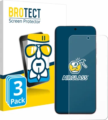 A product shot of a screen protector packaging and a phone with a screen protector applied.