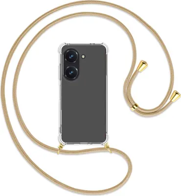 Produktbild von Handykette Backcover-Schutzhülle mit Band (Metall goldfarben) für Asus Zenfone 9 / Zenfone 10 (5.9'') - caramel