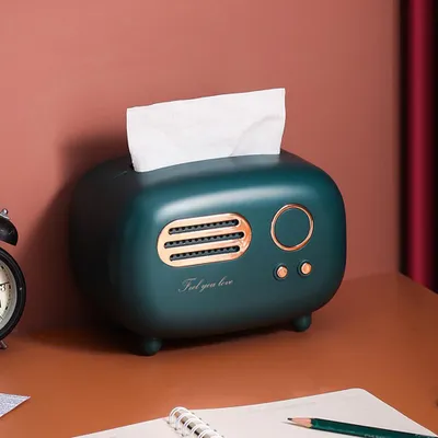 Obrázok produktu pre Retro Radio Model Tissue Box Napkin Box Praktický módny stolový držiak papiera pre kuchyňu Obývacia izba Spálňa