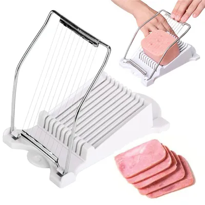 Aufschnittmaschine für Fleisch, Eier & Obst, 10 Scheiben, Edelstahl, Weiß