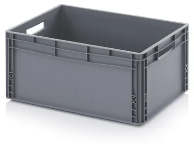 Image de Boîte de rangement Eurobox, dimensions 60 x 40 x 27 cm - Conteneur de stockage robuste - Gris