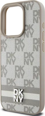 Produktbild von DKNY, Elegante Hülle für iPhone 13 Pro Checkered Pattern and Stripe, Beige