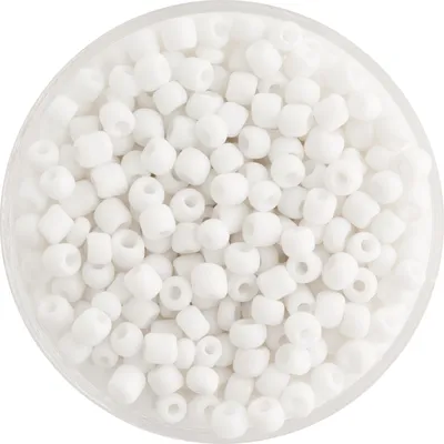Produktbild von Opak Glasperlen Bastelperlen Weiß Ø 2.5 mm mit seidenmattem Glanz 20 g