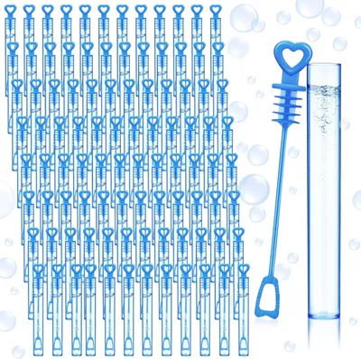 Productafbeelding van Bellenstokjes Hartjes - Mini Toverstafjes - Feestelijke Sfeer Creëren - Lekvrij Ontwerp - 150 stuks - Blauw