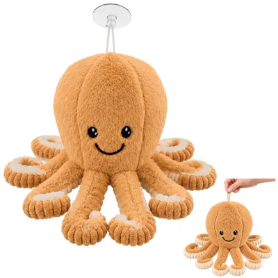 Produktbild von Plüsch-Oktopus-Kuscheltier mit Saugnapf, beige, 16 cm
