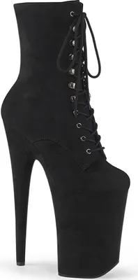 Produktbild von INFINITY-1020FS Pleaser High-Heels Plateau Schnür Stiefeletten schwarz Mikrofaser