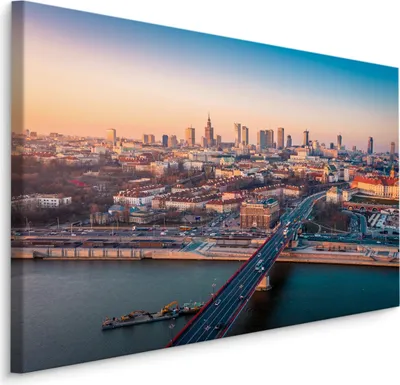 Zdjęcie produktu dla Obraz canvas Ozdoba scienna idealna do Salonu Warszawa panorama miasta 3D 120x80cm