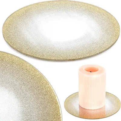 Produktbild von Vilde Dekoteller Dekoplatte Kerzenuntersetzer Kerzenplatte aus Glas verspiegelt gitzernd 15 cm