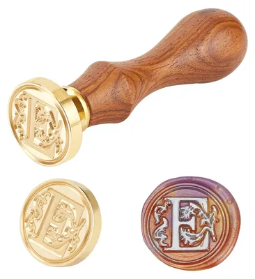 Produktbild von Selbstgestempelter Holzstempel, Buchstabe "E", 25x14mm, mit Messingstempel und Holzgriff