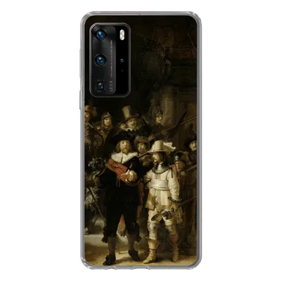 Produktbild von MuchoWow® Handyhülle Schutzhülle Hülle für Huawei P40 Pro Nachtwache - Rembrandt van Rijn - Kunst Silikon Softcase Handy Hülle - Schutz