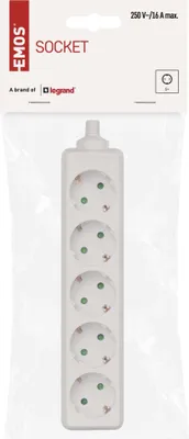 Produktbild von EMOS 5-Fach Steckdosenleiste Schuko OHNE KABEL, für Innen, Ersatzsteckdosenleiste ohne Schalter, P0520