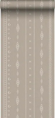 Zdjęcie produktu dla Sanders & Sanders Tapeta motyw etniczny ciemny beżIbiałym 53 cm x 10 m