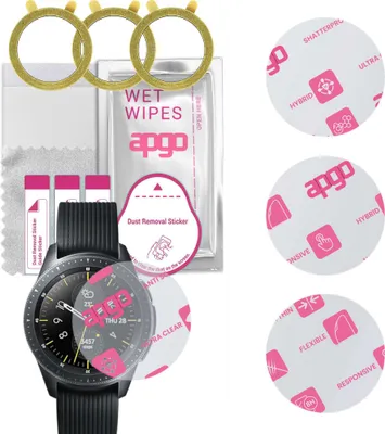 Produktbild von apgo 3 Stück Schutzglas, klar, kompatibel mit Samsung Galaxy Watch 42MM Smartwatch, Hybrid 8H, Ersatz für Hartglas, Displayschutzglas, Bildschirmschutz, Displayschutz, kratzfest