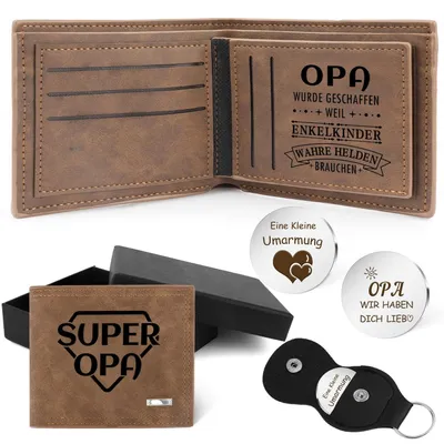 Produktbild von Herren Geldbörse mit Grußbotschaft und Schlüsselanhänger Geschenkset 12x10x0,9 cm Schwarz