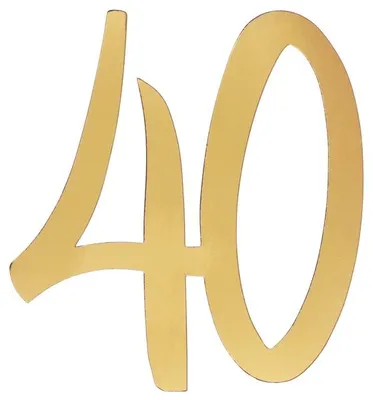 Produktbild von Gold-beschichtete Papier Deko-Zahl '40' als 4-teiliges Set, je 20 x 18 cm groß