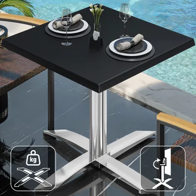 Produktbild von WTG | Bistro Außen Tisch | B: T: H: 70 x 70 x 75,5 cm | Schwarz / Aluminium | Quadratisch | Klappbar + Zusatzgewicht | Bistro Tisch Gastro Tisch