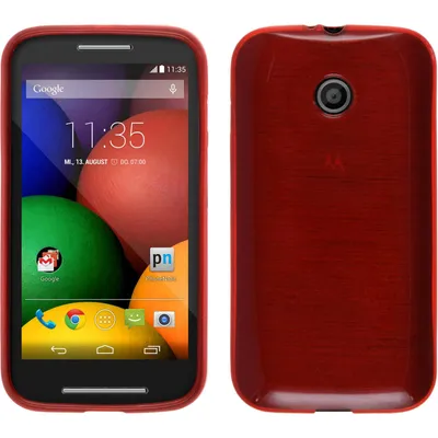 Produktbild von PhoneNatic Case kompatibel mit Motorola Moto E - rot Silikon Hülle brushed + 2 Schutzfolien