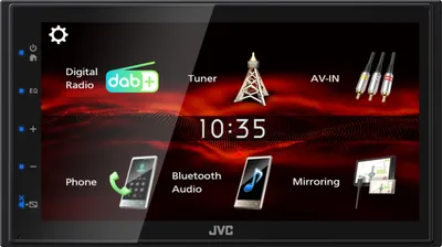 Obrázok produktu pre JVC KW-M180DBT, Čierna, 180 W, 45 W, 20 - 20000 Hz, 4 ohm, AAC, FLAC, MP3, WAV, WMA